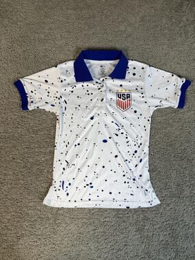 USA Jersey Boys XL White Soccer Crest YXL Micro Polyester UNK Polo Performance